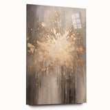 Large abstract wall art depicting winter scenes in muted blue and white tones, printed on acrylic glass.