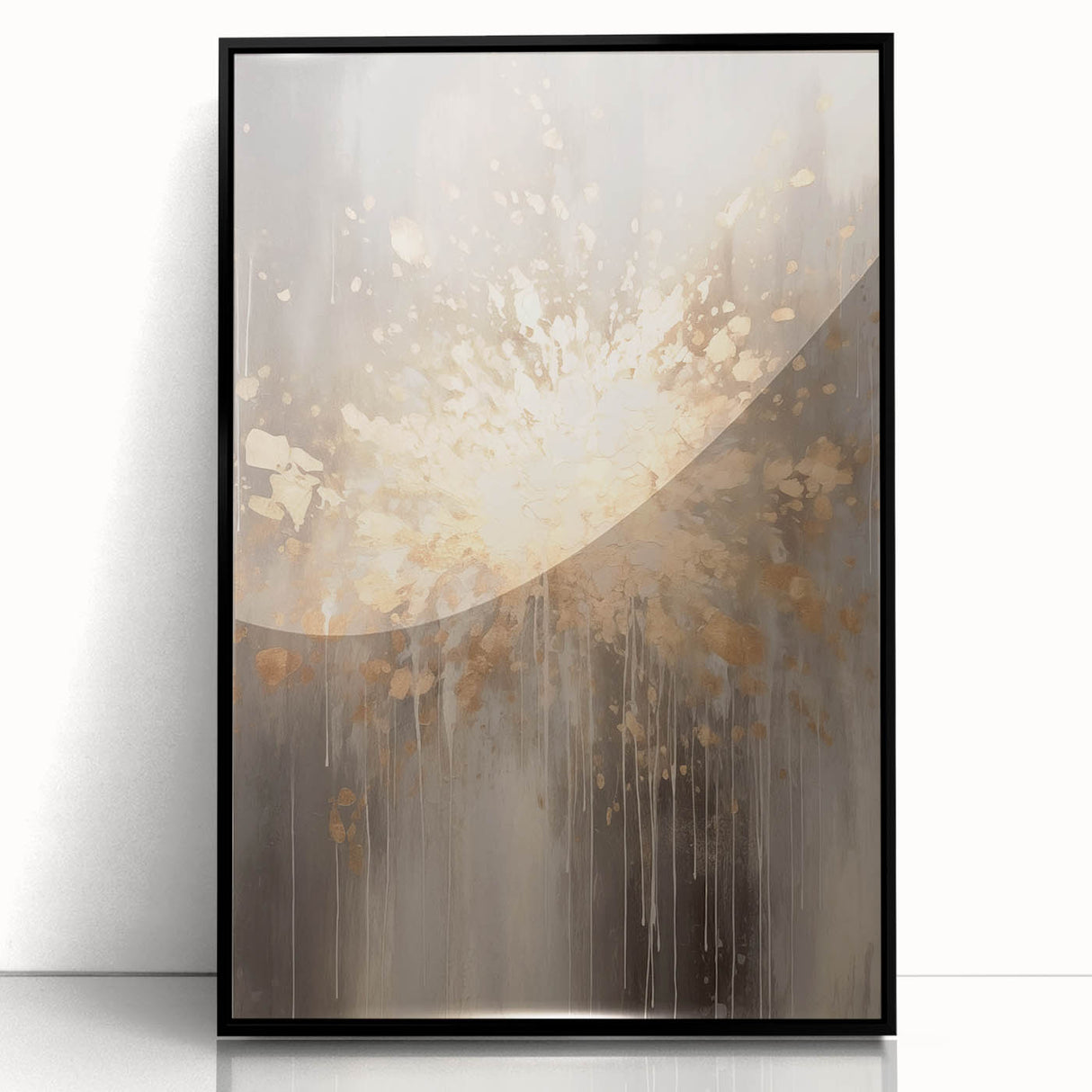 Large abstract wall art featuring swirling blue and white patterns on acrylic, framed in black.