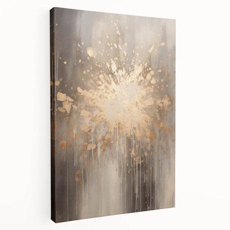 Winter-themed abstract painting in muted blue and white tones on stretched canvas, suitable for kitchen wall art.