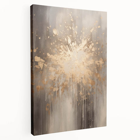 Winter-themed abstract painting in muted blue and white tones on stretched canvas, suitable for kitchen wall art.
