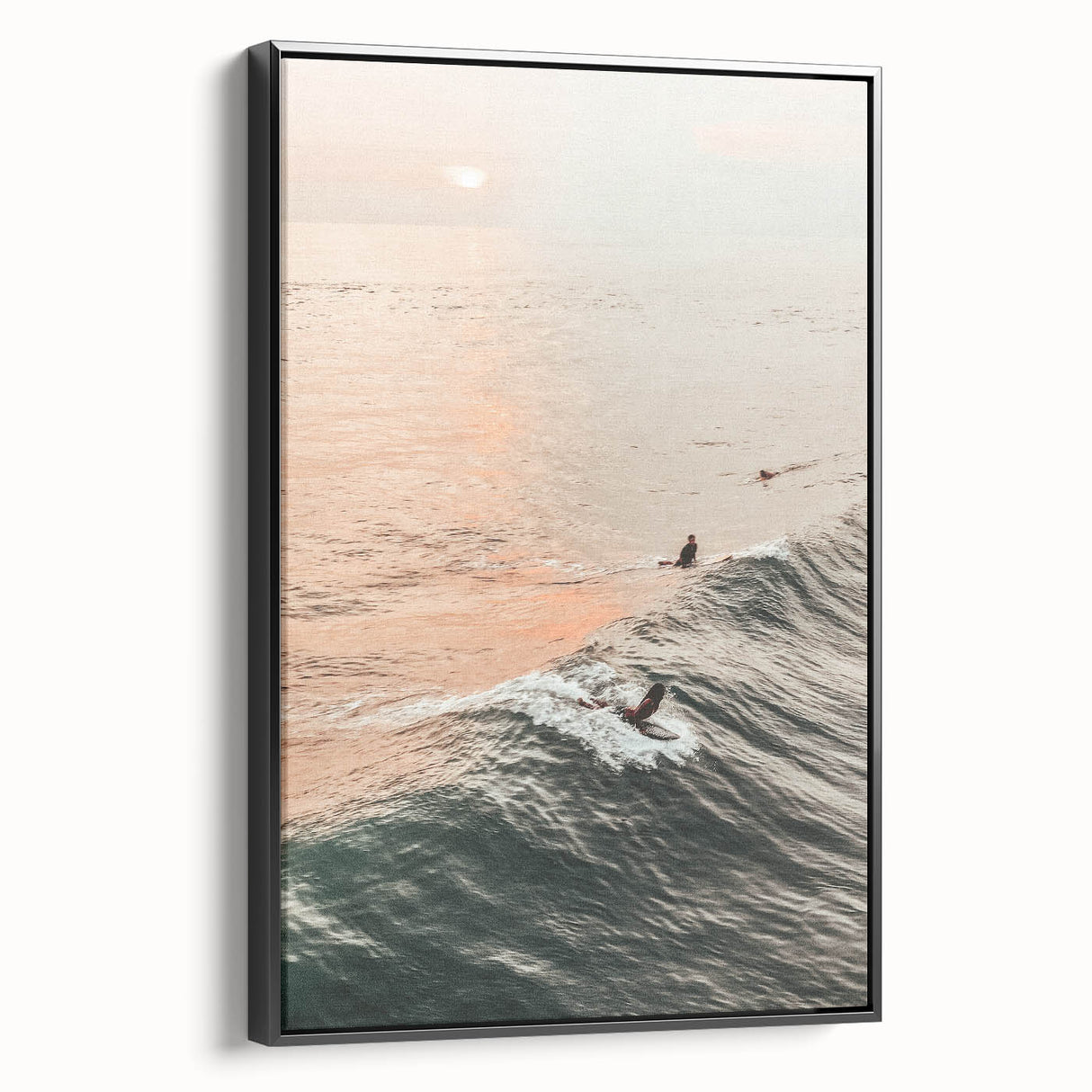 Black and white landscape art painting on a framed canvas, featuring a vintage poster style, ideal for bedroom decor.