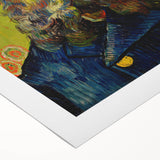 Art deco poster featuring a stylized cityscape in muted gold and navy tones on rolled canvas, suitable for dining room decor.