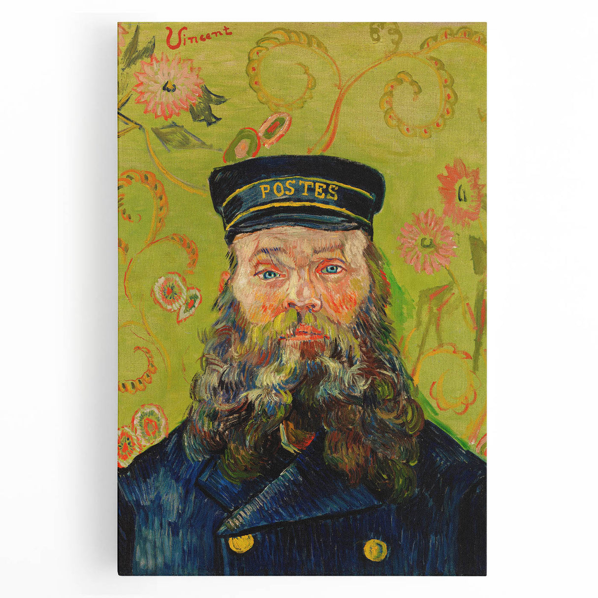 Black and white abstract depiction of Vincent van Gogh on stretched canvas, ideal for kitchen wall art.