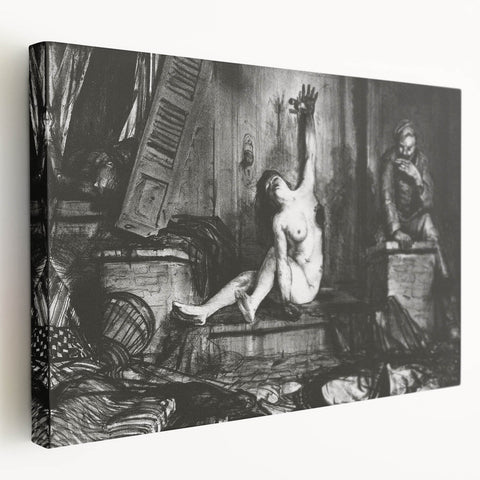 Modern Wall Art: Dramatic Charcoal Scene with Expressive Contrast