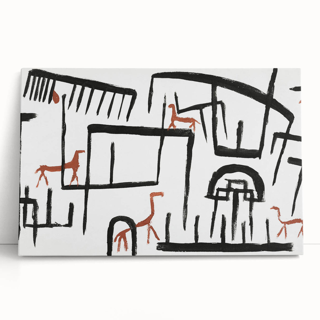 Modern Wall Art: Abstract Animal Enclosure in Black and Earthy Tones