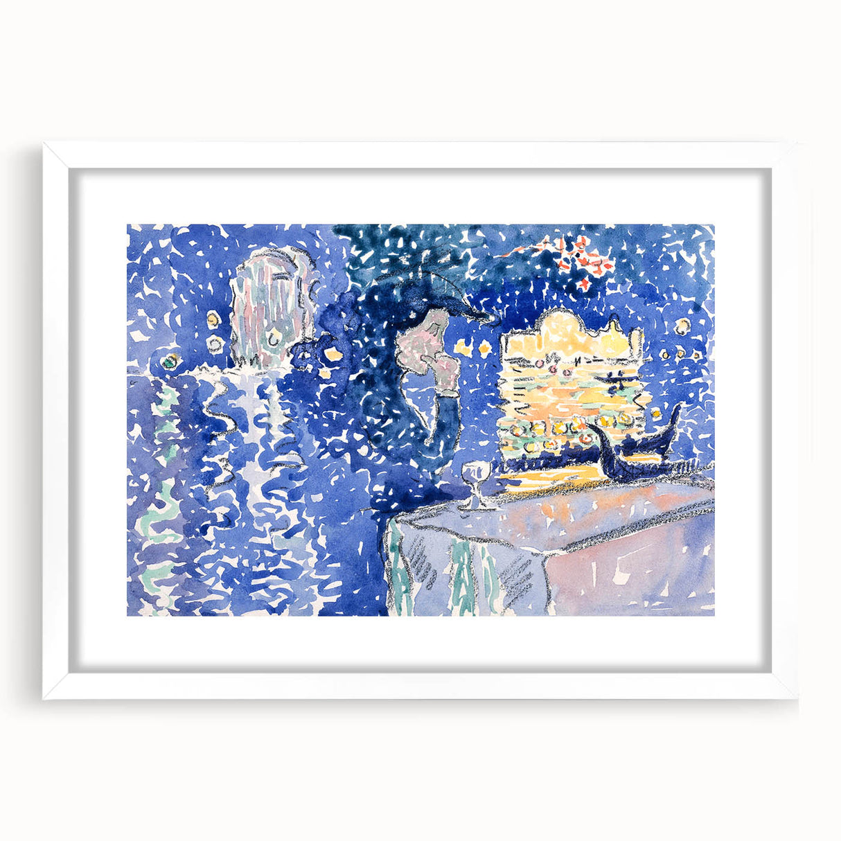 Venice Night Festival Impressionist Art - Claude Monet-Style Print