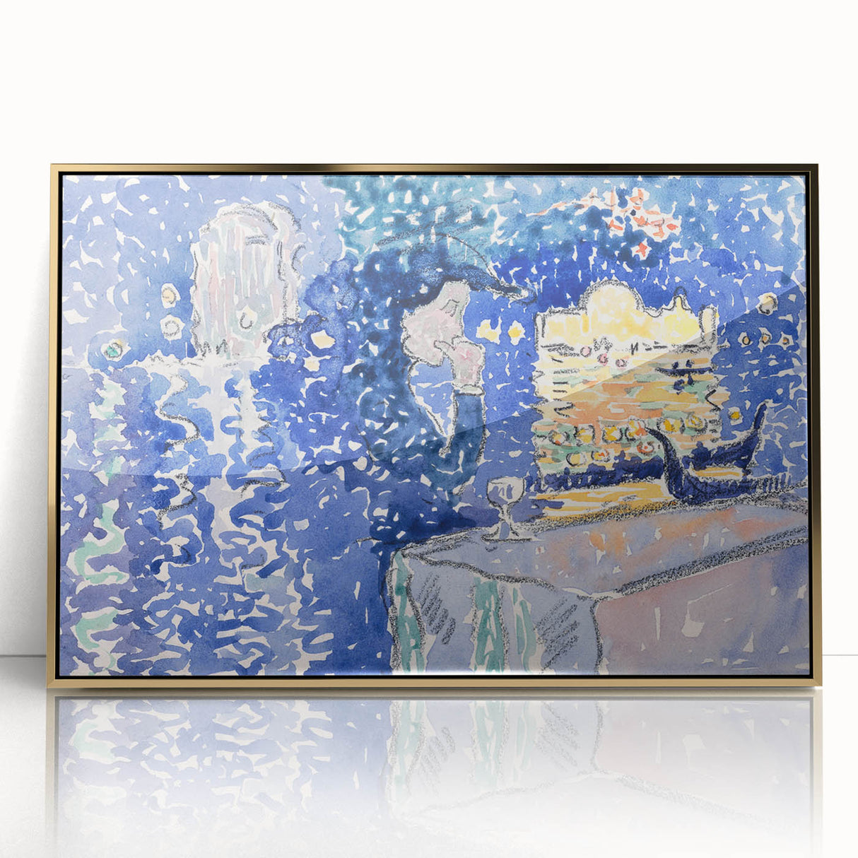 Venice Night Festival Impressionist Art - Claude Monet-Style Print