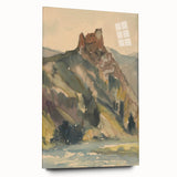 Old Castle Modern Wall Art – Serene Watercolor Landscape