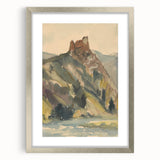 Old Castle Modern Wall Art – Serene Watercolor Landscape