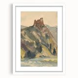 Old Castle Modern Wall Art – Serene Watercolor Landscape
