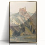 Old Castle Modern Wall Art – Serene Watercolor Landscape