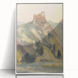 Old Castle Modern Wall Art – Serene Watercolor Landscape