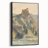 Old Castle Modern Wall Art – Serene Watercolor Landscape