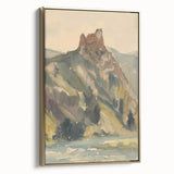 Old Castle Modern Wall Art – Serene Watercolor Landscape