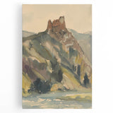Old Castle Modern Wall Art – Serene Watercolor Landscape