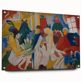 Modern Wall Art: Vibrant Abstract Oriental Scene in Bold Colors