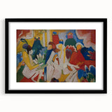 Modern Wall Art: Vibrant Abstract Oriental Scene in Bold Colors