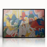 Modern Wall Art: Vibrant Abstract Oriental Scene in Bold Colors