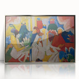Modern Wall Art: Vibrant Abstract Oriental Scene in Bold Colors