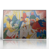 Modern Wall Art: Vibrant Abstract Oriental Scene in Bold Colors