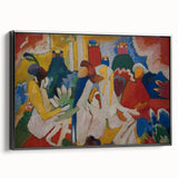 Modern Wall Art: Vibrant Abstract Oriental Scene in Bold Colors