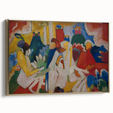 Modern Wall Art: Vibrant Abstract Oriental Scene in Bold Colors