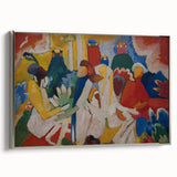 Modern Wall Art: Vibrant Abstract Oriental Scene in Bold Colors