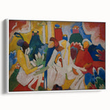 Modern Wall Art: Vibrant Abstract Oriental Scene in Bold Colors