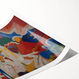 Modern Wall Art: Vibrant Abstract Oriental Scene in Bold Colors