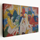 Modern Wall Art: Vibrant Abstract Oriental Scene in Bold Colors