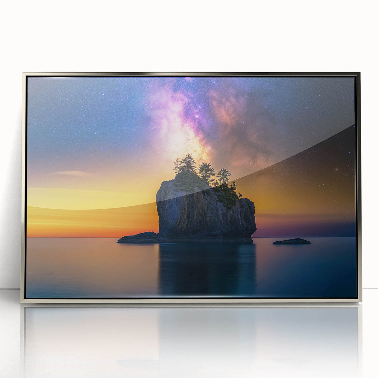 Celestial Island Glow – Cosmic Landscape Captured in Motion Light