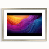 Silver-framed landscape artwork showcasing intricate cave formations, matted for an elegant presentation, ideal for home decor or gallery display.