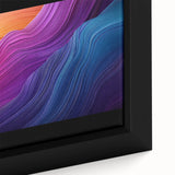 Close-up of a framed landscape canvas depicting vibrant caves with intricate textures and earthy tones, perfect for enhancing modern home decor.