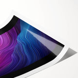 Vibrant rolled print showcasing an abstract landscape with intricate cave formations in earthy tones, encased in protective cardboard packaging for safe delivery.