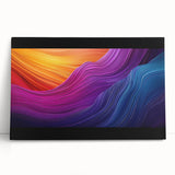 Colorful stretched canvas artwork depicting a serene landscape with caves and hills, perfect for home decor. Ideal for nature lovers and art enthusiasts.