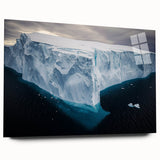 Side view of an acrylic landscape artwork depicting dramatic cliffs, showcasing vibrant colors and intricate details, ideal for modern home decor.