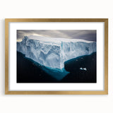 Framed landscape artwork showcasing dramatic cliffs with a gold mat, perfect for enhancing modern home decor. Ideal for art enthusiasts and nature lovers.