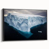 Framed canvas artwork depicting a stunning landscape of cliffs and waterfalls, showcasing vibrant colors and intricate details, perfect for home decor.