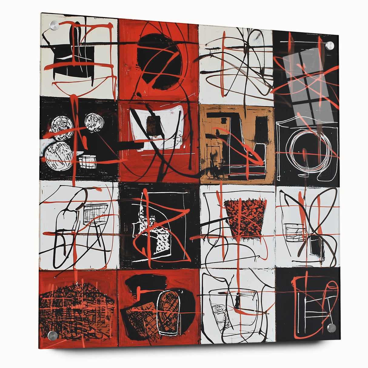 Large Bedroom Wall Decor – Abstract Red and Beige Canvas Print