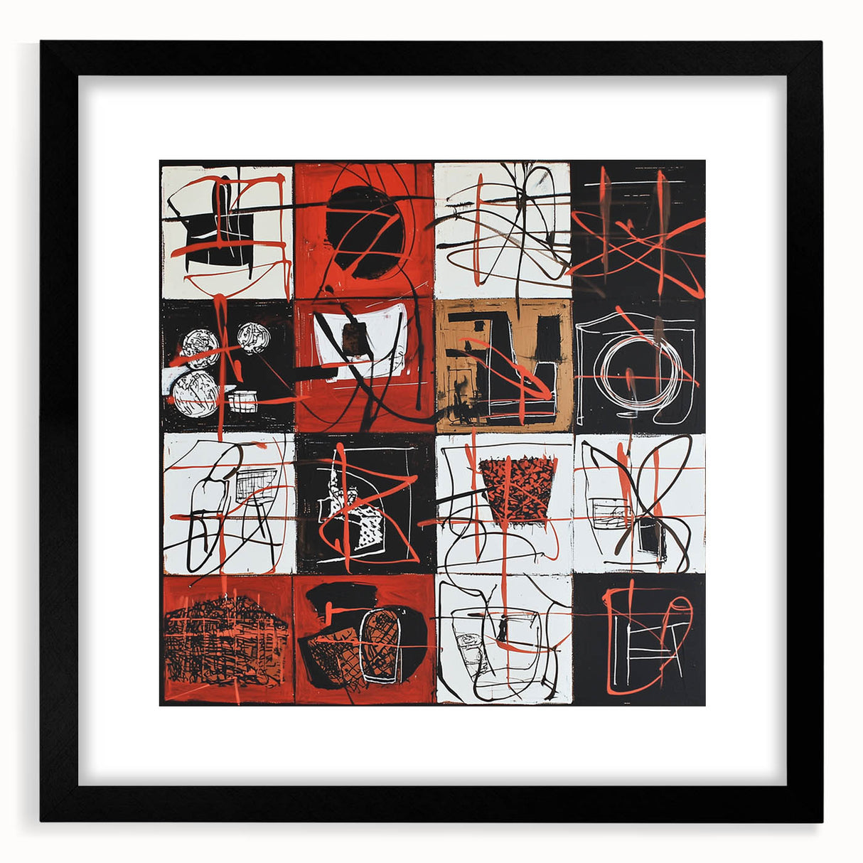Large Bedroom Wall Decor – Abstract Red and Beige Canvas Print