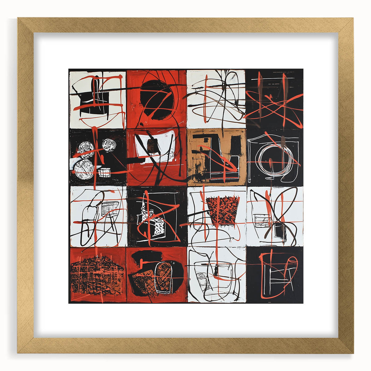 Large Bedroom Wall Decor – Abstract Red and Beige Canvas Print