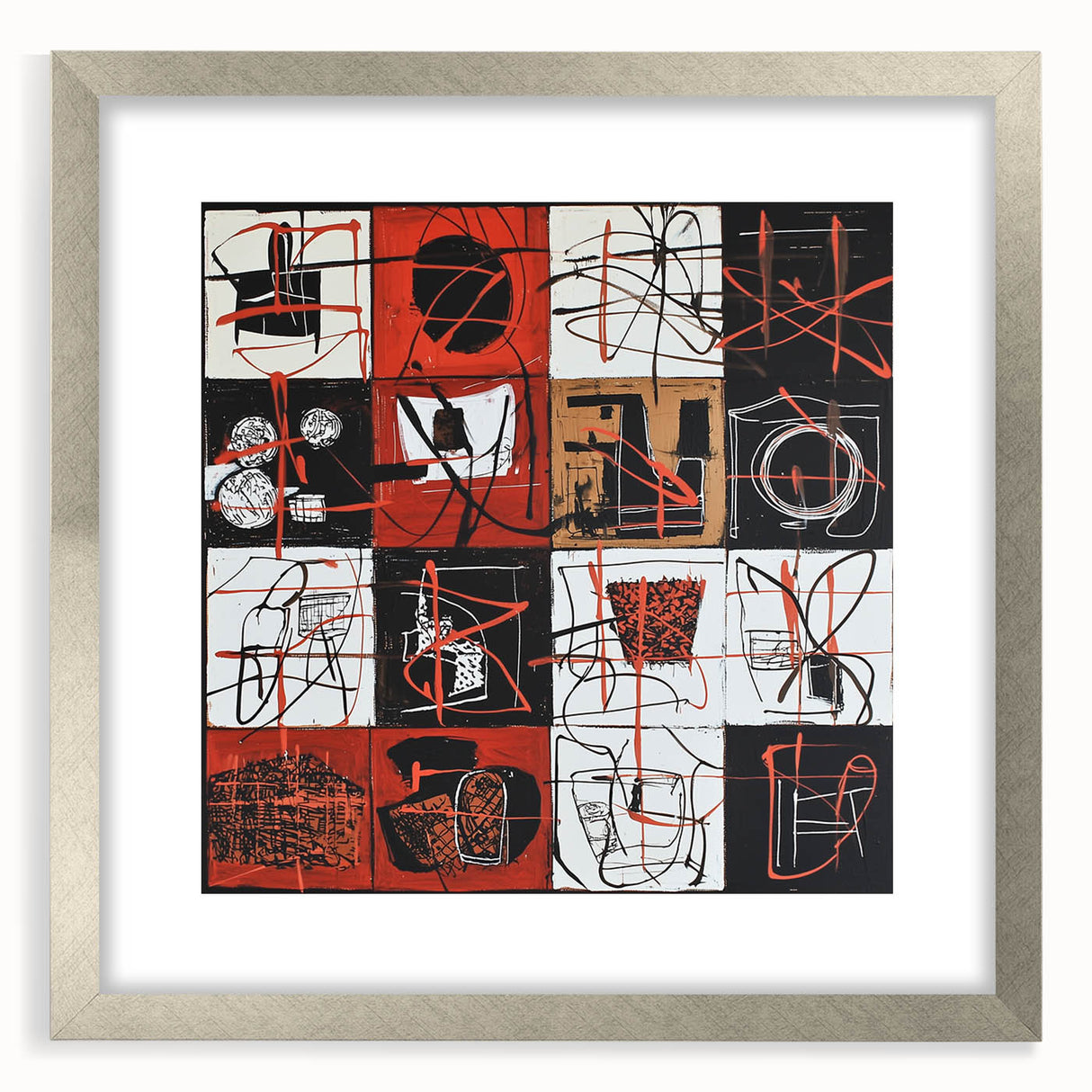 Large Bedroom Wall Decor – Abstract Red and Beige Canvas Print