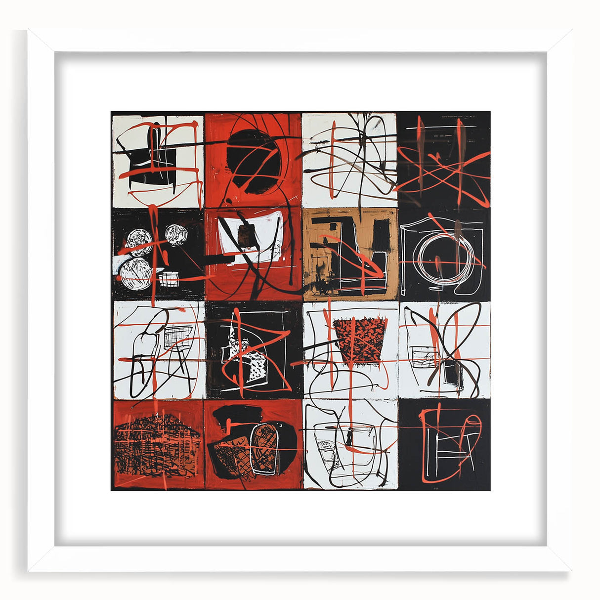 Large Bedroom Wall Decor – Abstract Red and Beige Canvas Print