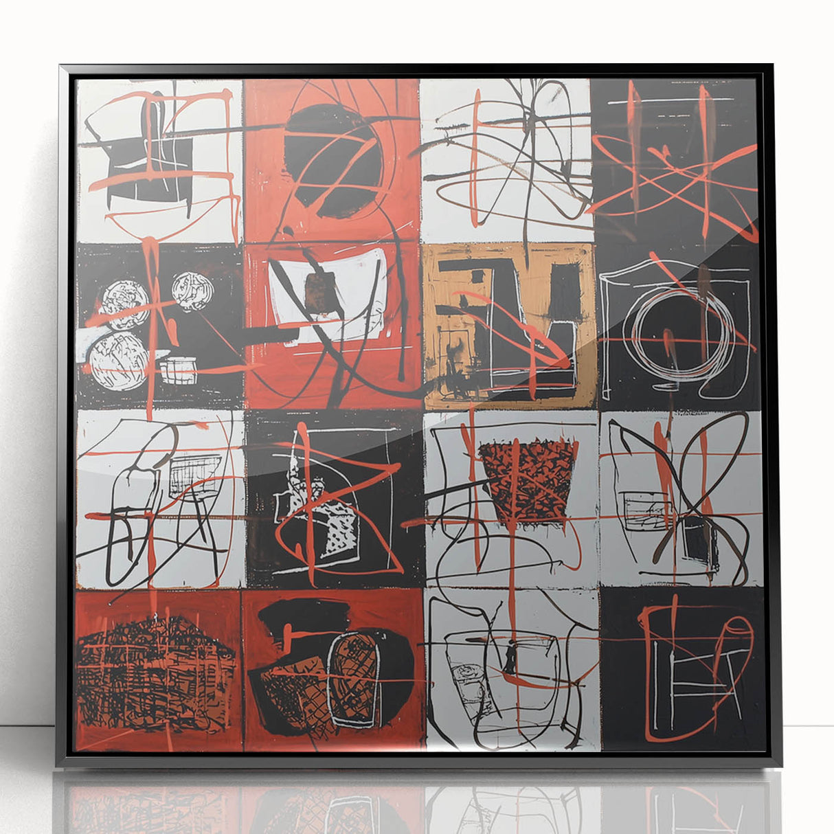 Large Bedroom Wall Decor – Abstract Red and Beige Canvas Print