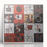 Large Bedroom Wall Decor – Abstract Red and Beige Canvas Print