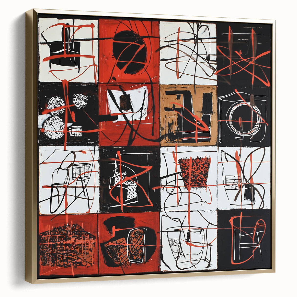 Large Bedroom Wall Decor – Abstract Red and Beige Canvas Print