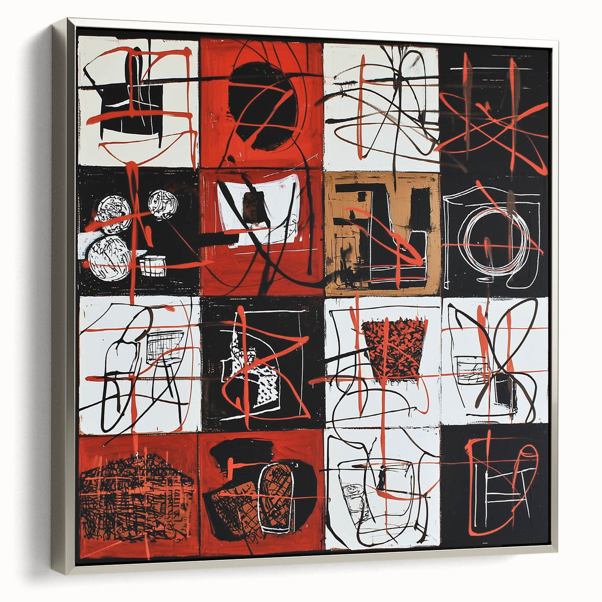 Large Bedroom Wall Decor – Abstract Red and Beige Canvas Print