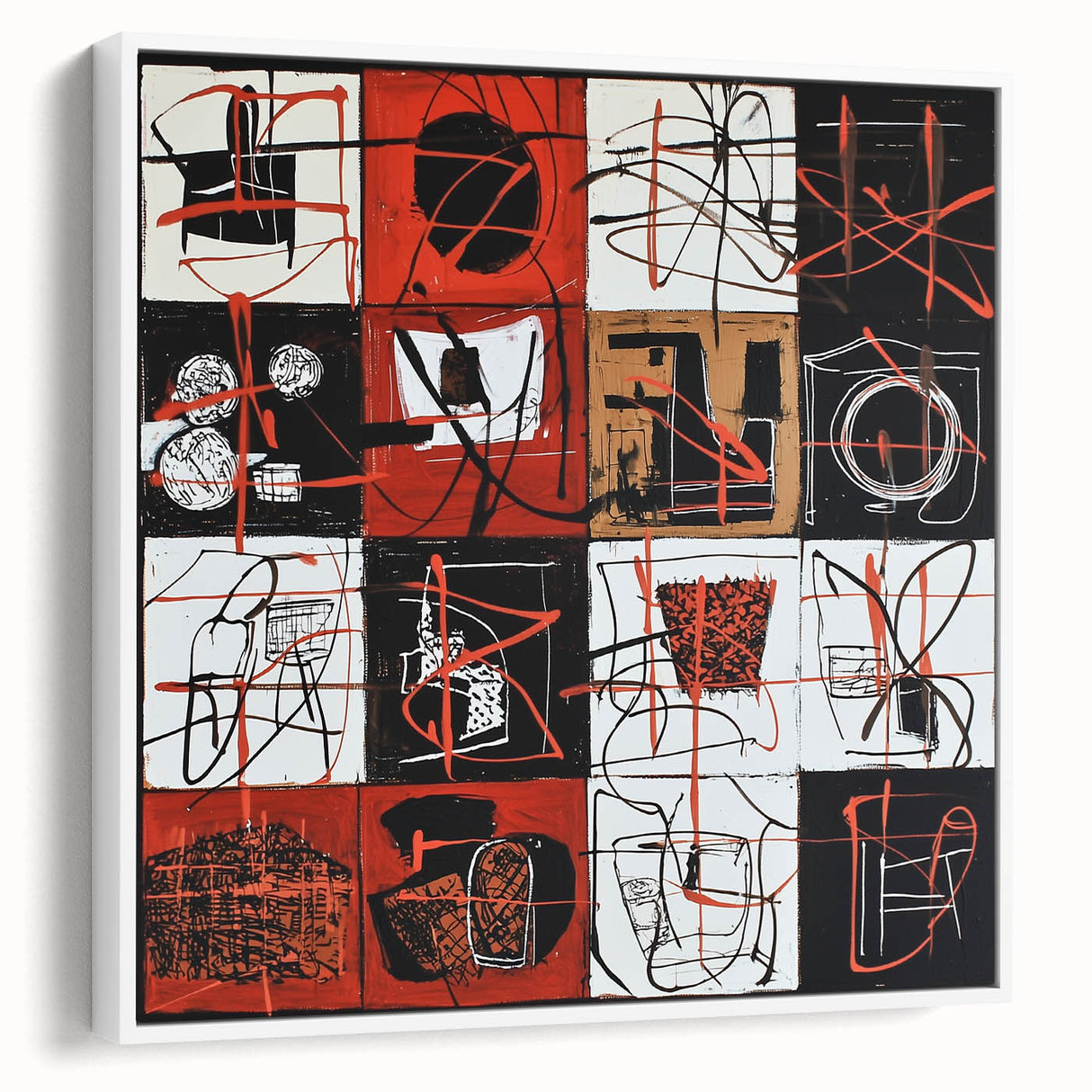 Large Bedroom Wall Decor – Abstract Red and Beige Canvas Print
