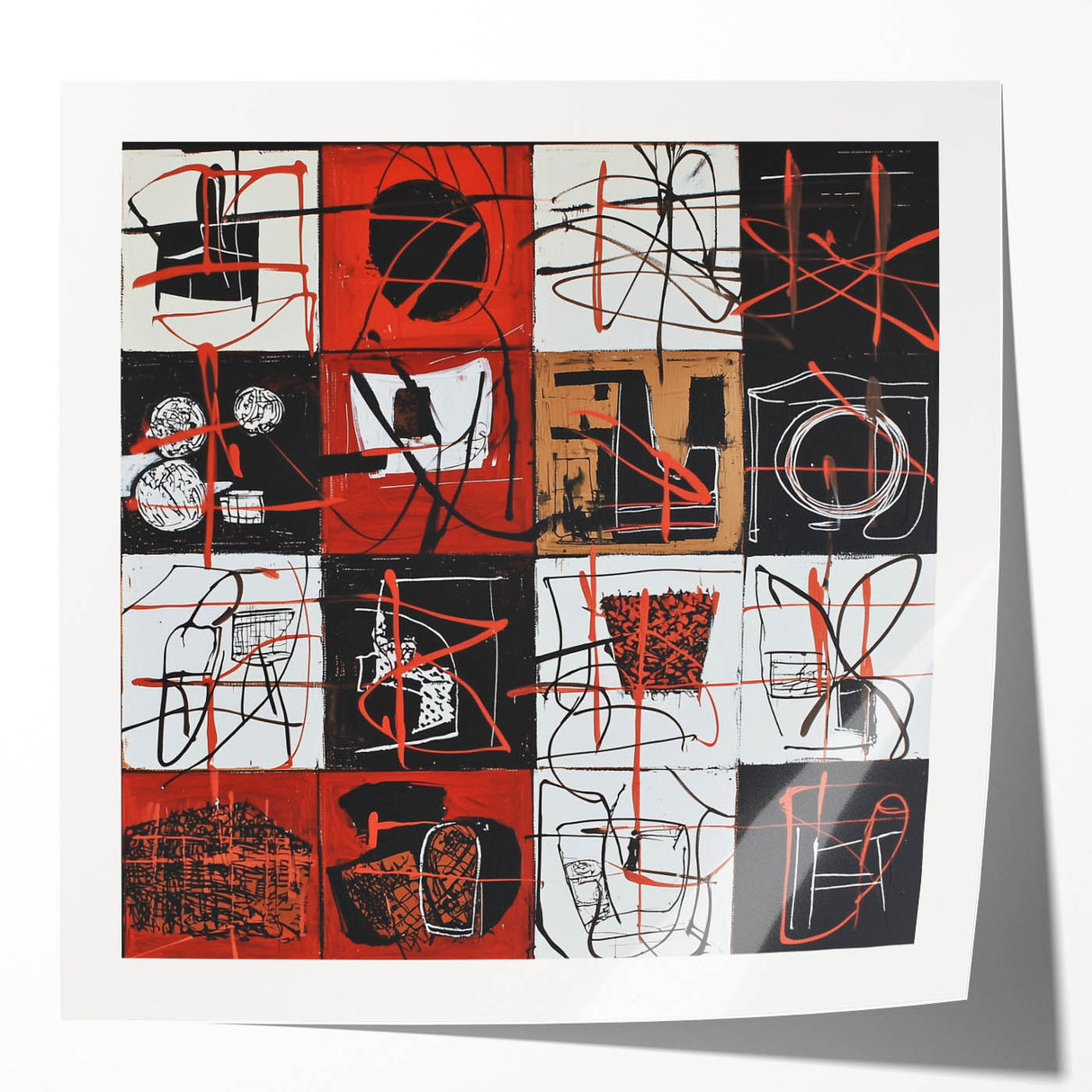 Large Bedroom Wall Decor – Abstract Red and Beige Canvas Print