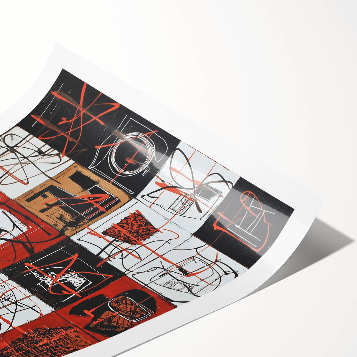 Large Bedroom Wall Decor – Abstract Red and Beige Canvas Print